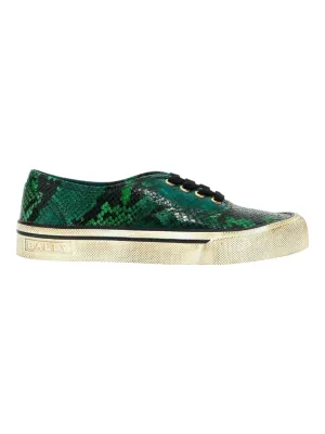 Bally Lyder 6304000 Men's Multideepemerald Snakeskin-Effect Leather Sneakers