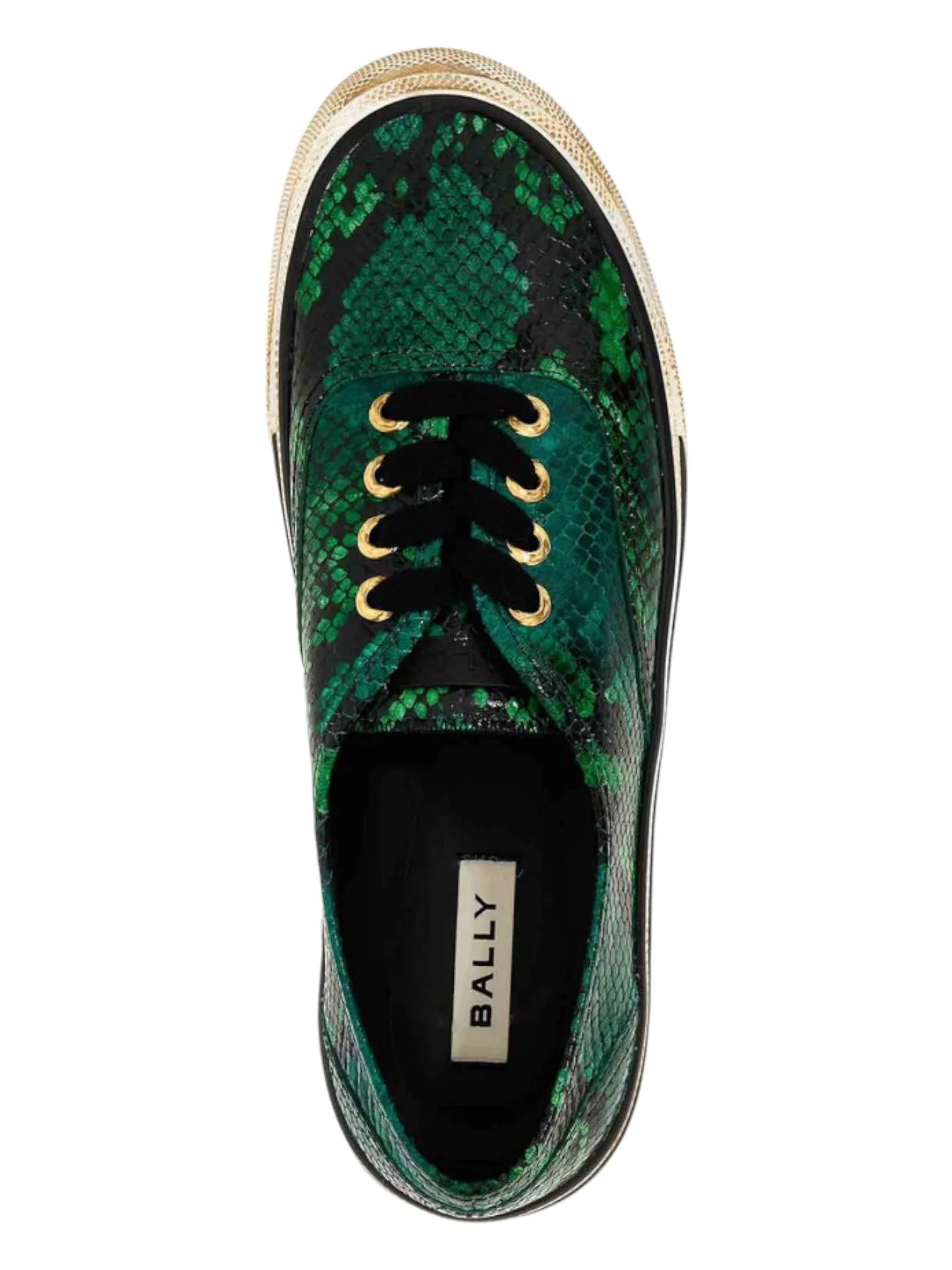 Bally Lyder 6304000 Men's Multideepemerald Snakeskin-Effect Leather Sneakers