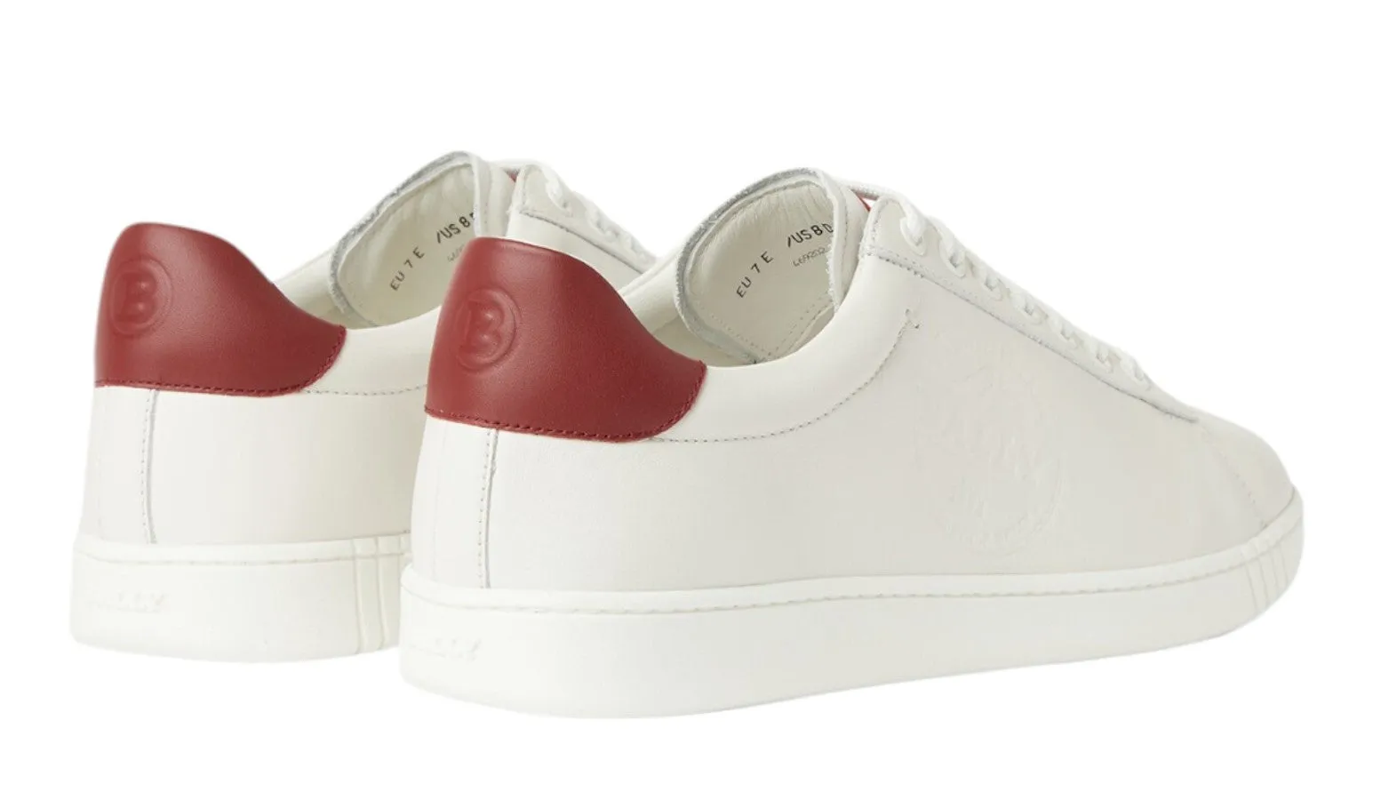 Bally Wildy 6237778 Men's White/Red Calf Plain Leather Sneakers