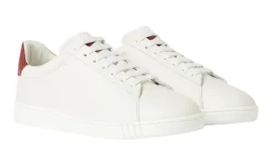 Bally Wildy 6237778 Men's White/Red Calf Plain Leather Sneakers