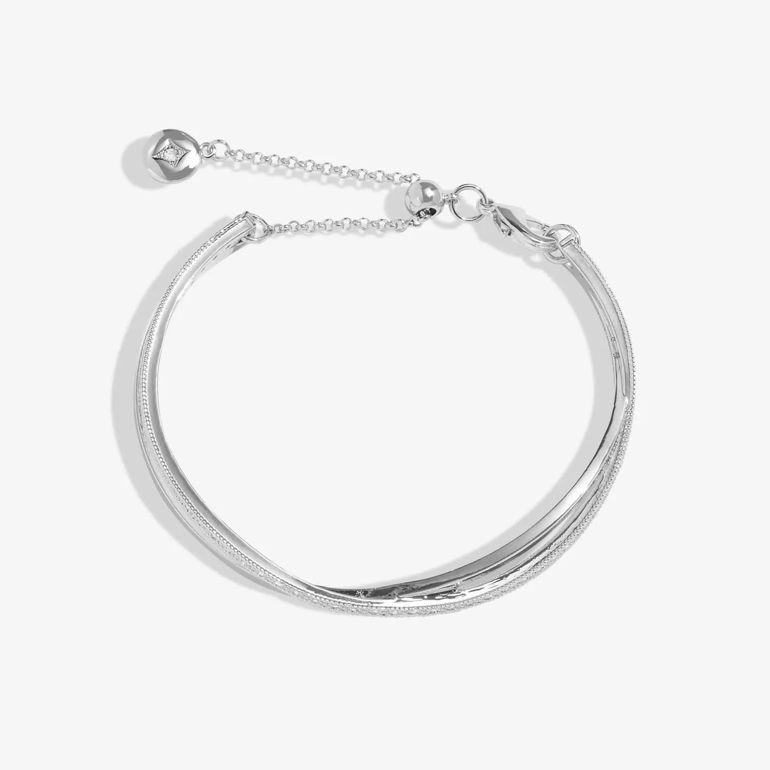 Bar Silver Crossover Silver Plated 6cm Bangle 8725