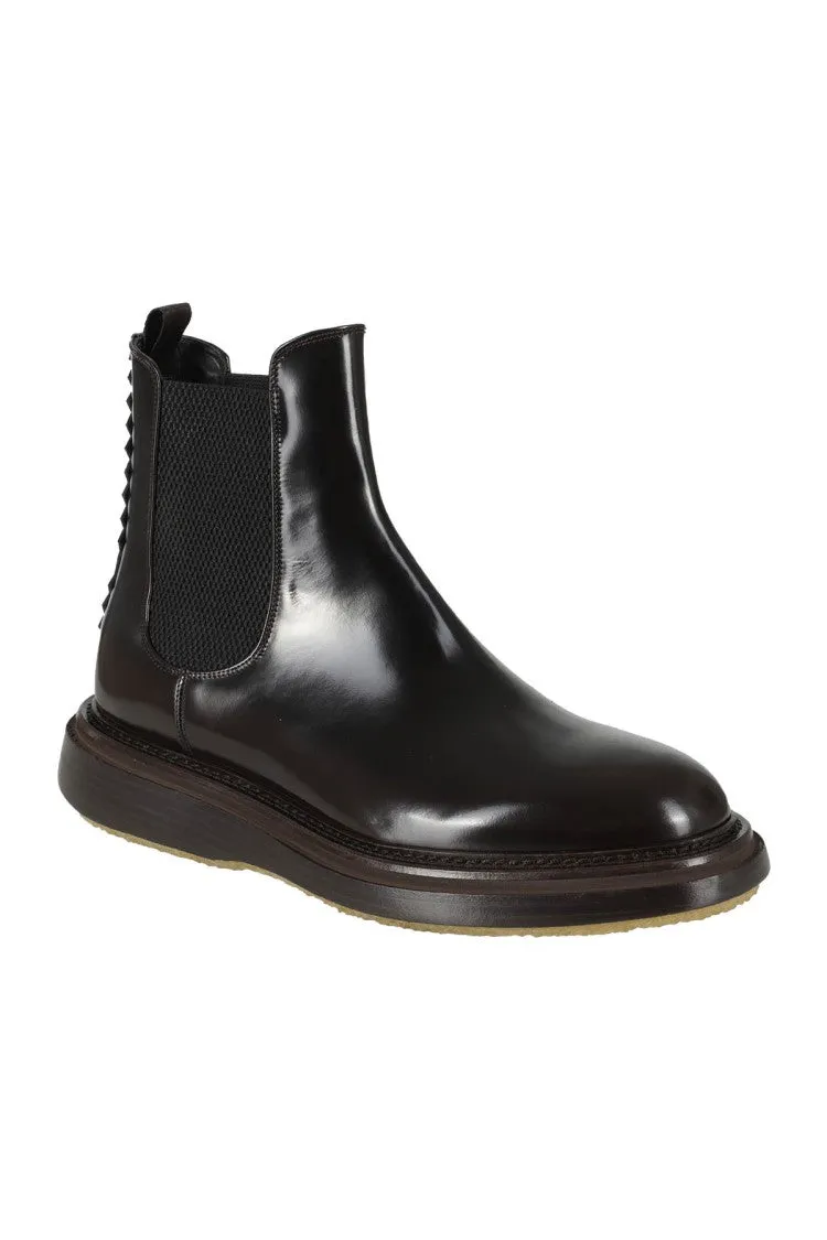 Beatles Brushed Leather Boots With Elastic Side Panels