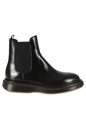 Beatles Brushed Leather Boots With Elastic Side Panels