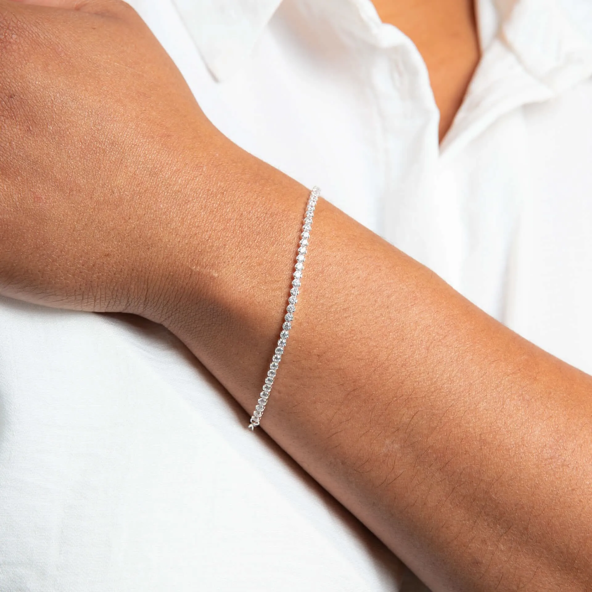 Beginnings Sterling Silver Cubic Zirconia White Bracelet B5533C