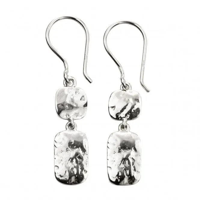 Beginnings Sterling Silver Double Drop Hammered Earrings E5773