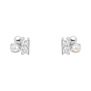 Beginnings Sterling Silver Freswater Pearl Zirconia White Earrings E6482W