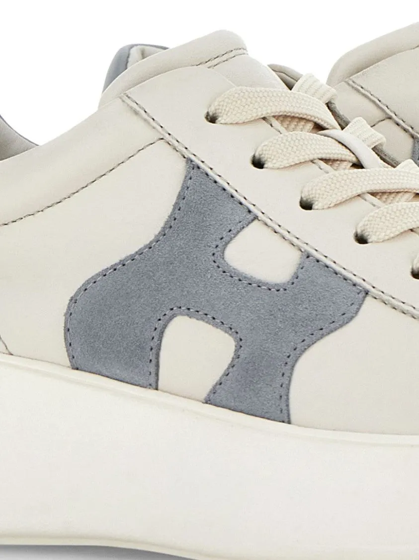 Beige Sneakers With Suede Accents And Sole