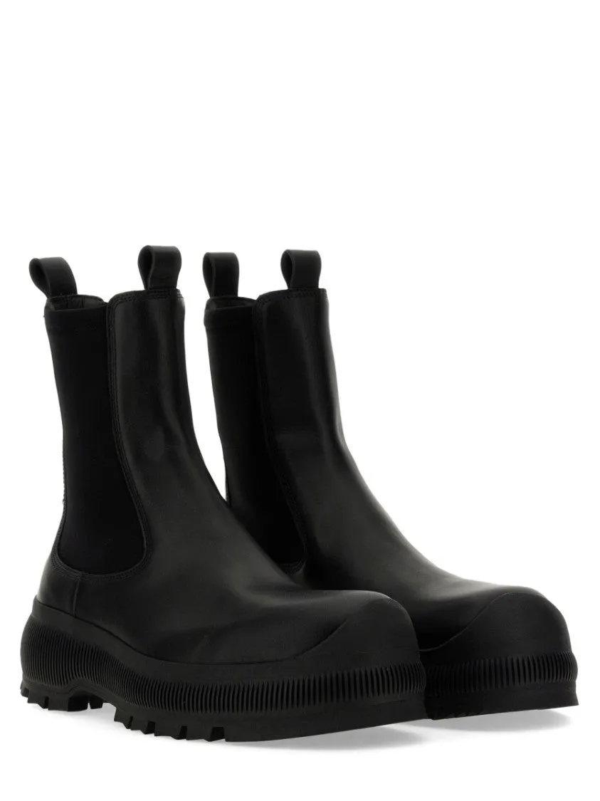 Black Calf Leather Chelsea Boots