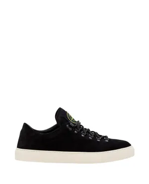 Black Suede Sneakers With Lace-Up Closure