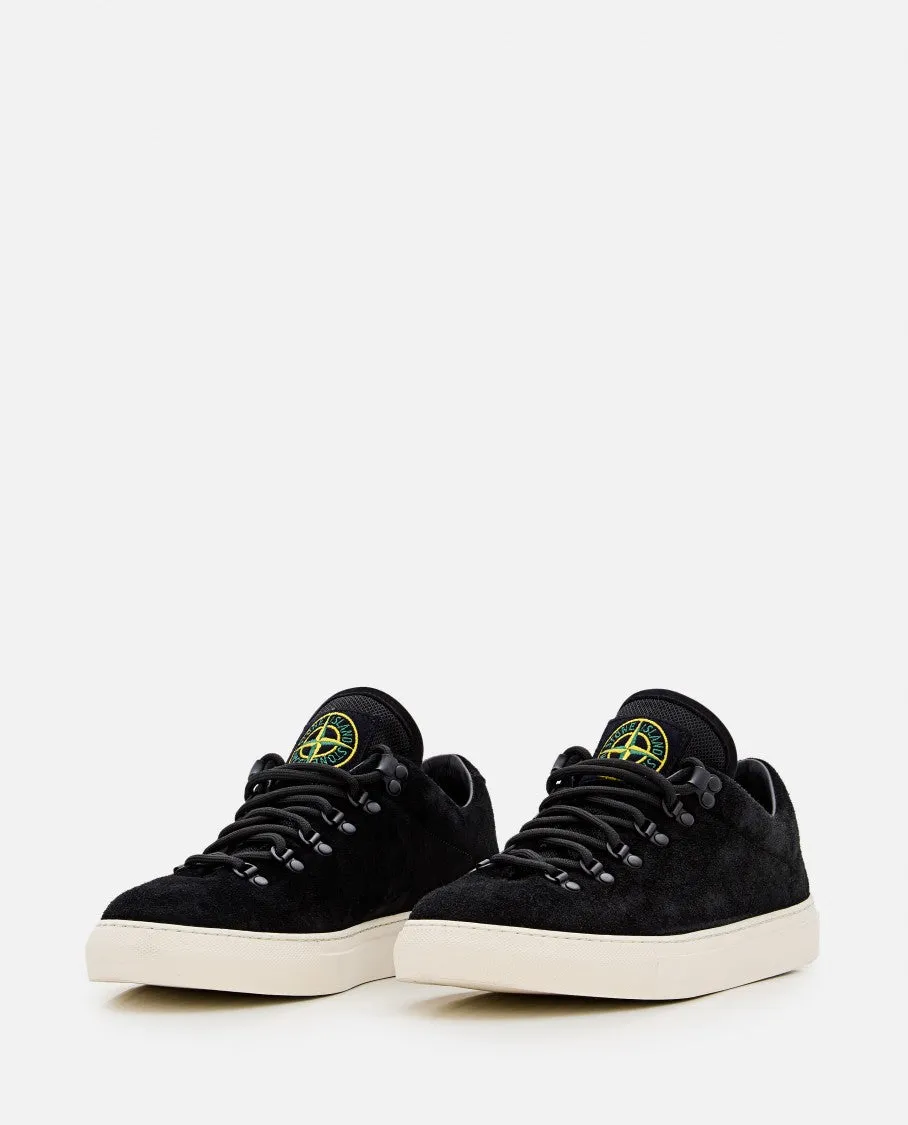 Black Suede Sneakers With Lace-Up Closure