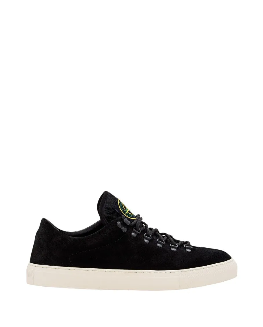 Black Suede Sneakers With Lace-Up Closure