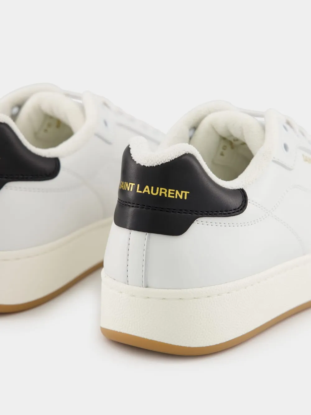 Blanc Optique and Black Sneakers in Smooth Leather