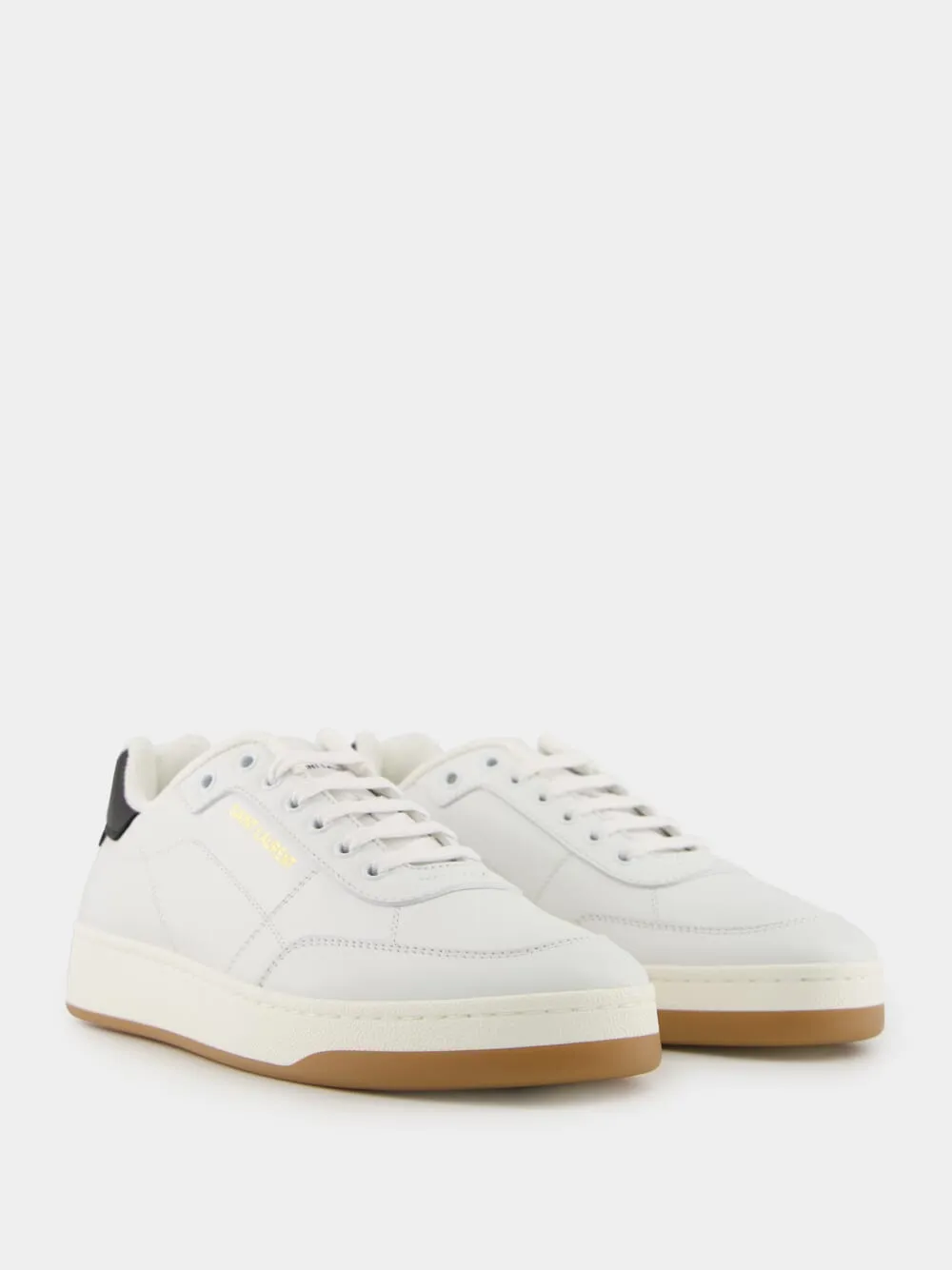 Blanc Optique and Black Sneakers in Smooth Leather
