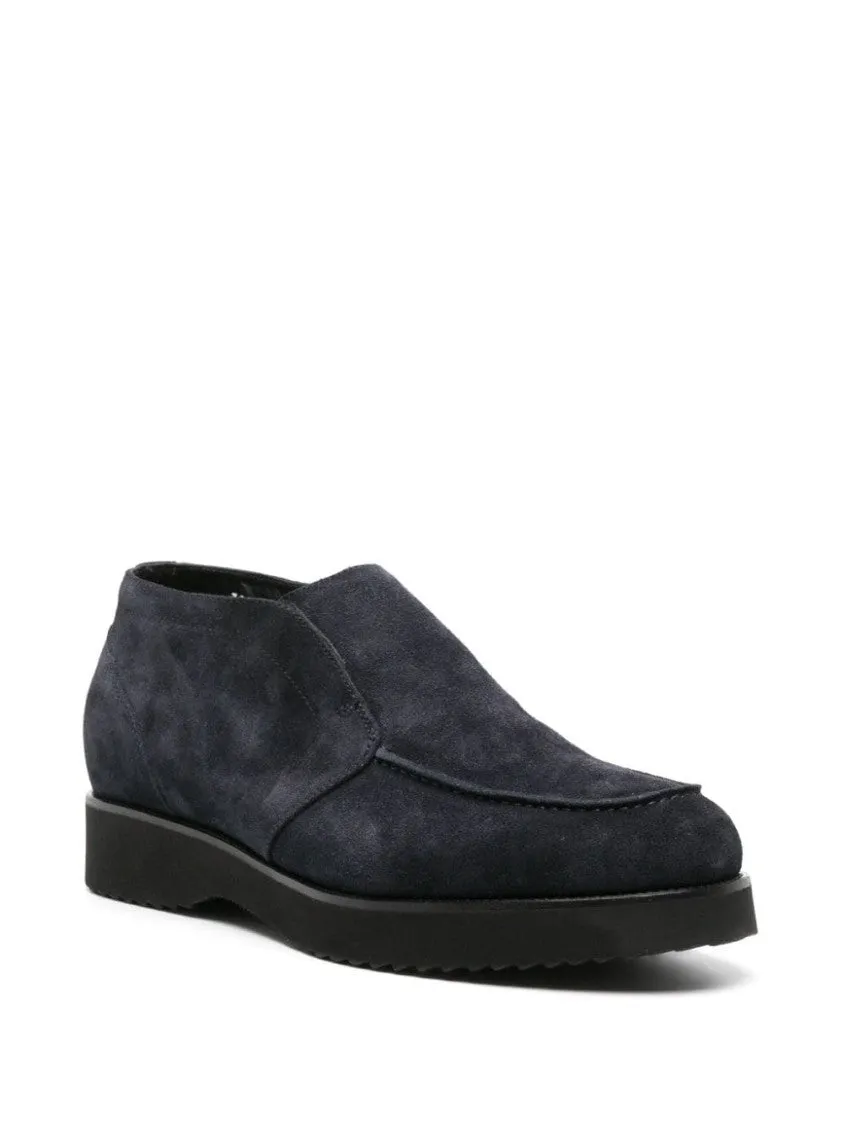 Blue Slip-On Suede Boots