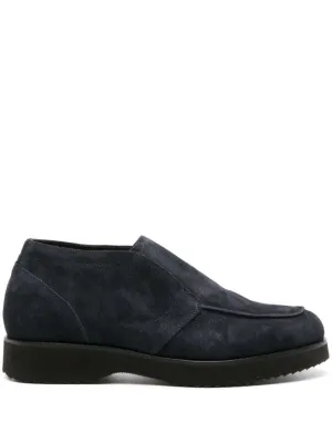 Blue Slip-On Suede Boots