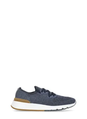 Blue Tech Fabric Sneakers For Man