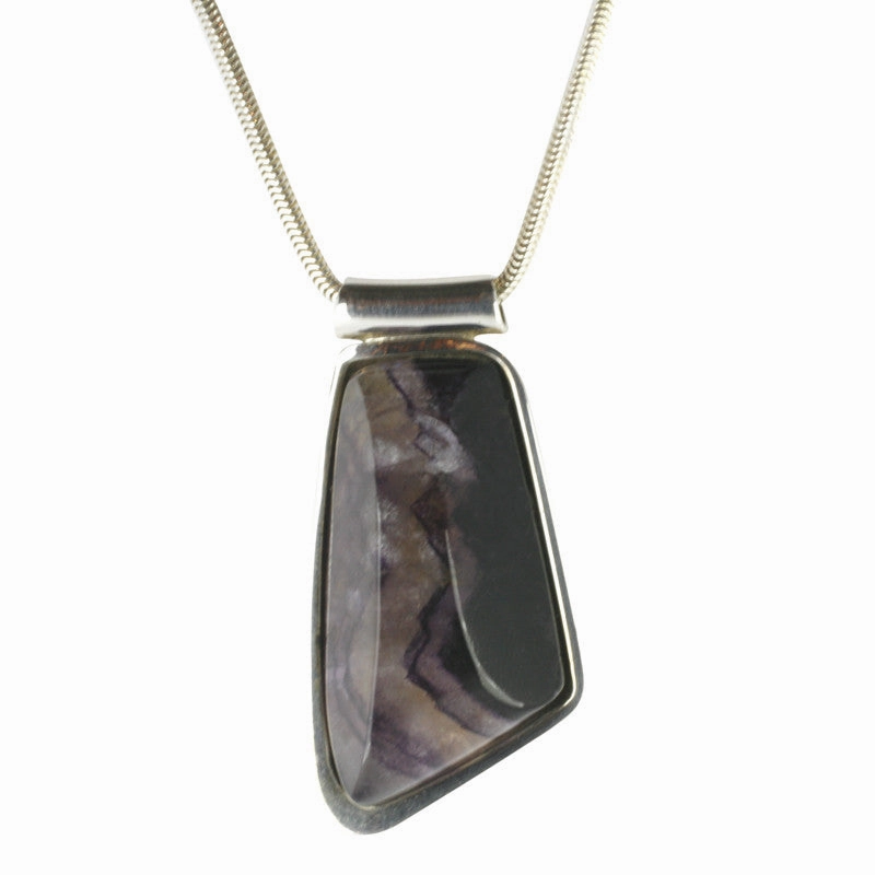 Blue John Necklace Organic Design Silver