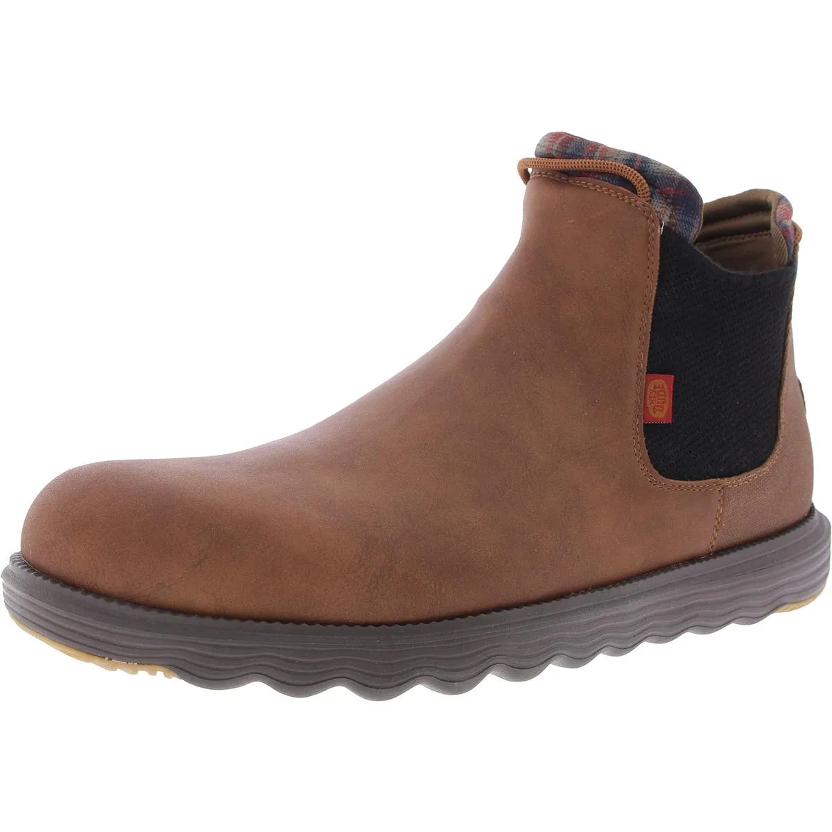 Branson Classic Mens Plaid Faux Leather Chelsea Boots