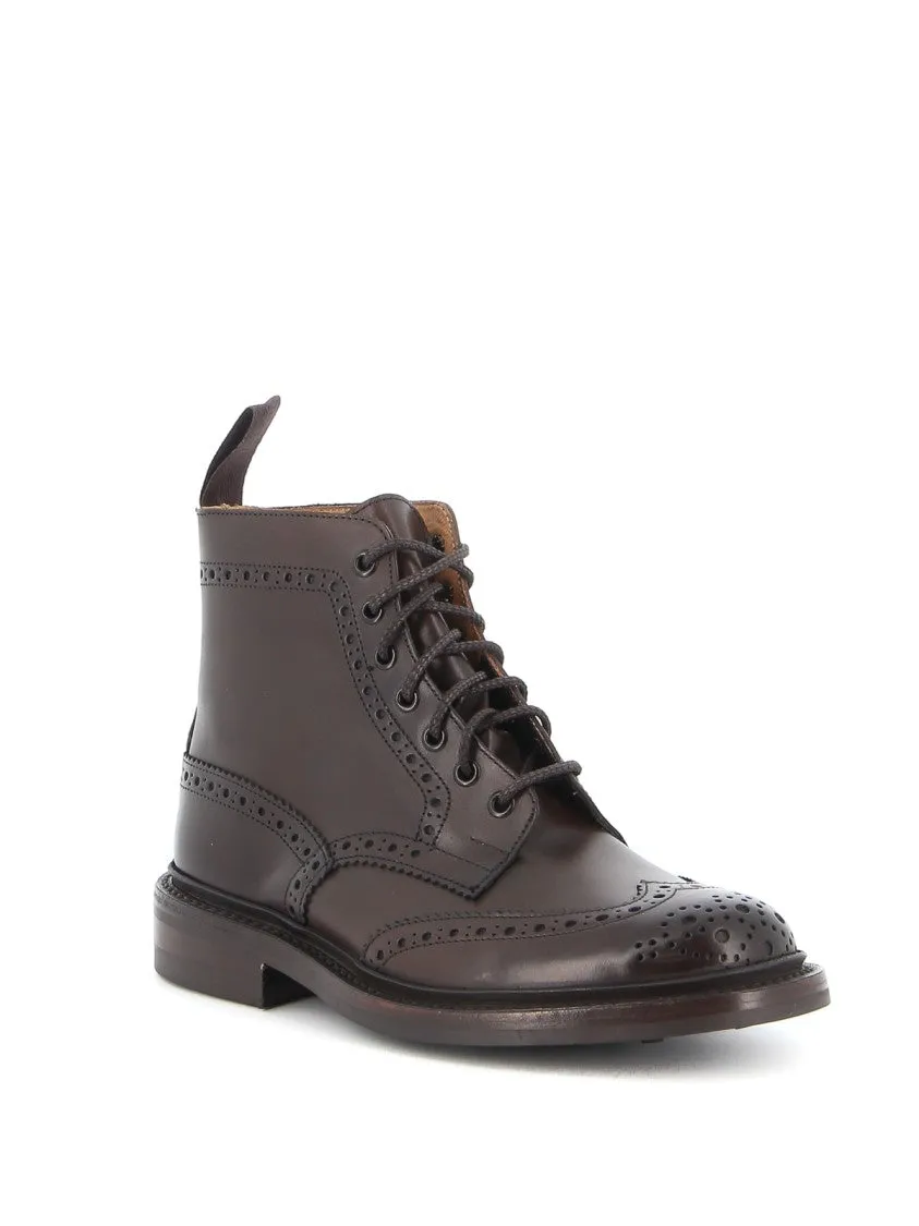 Brown Leather Ankle Boot With Brogue Detailing