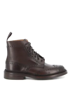 Brown Leather Ankle Boot With Brogue Detailing