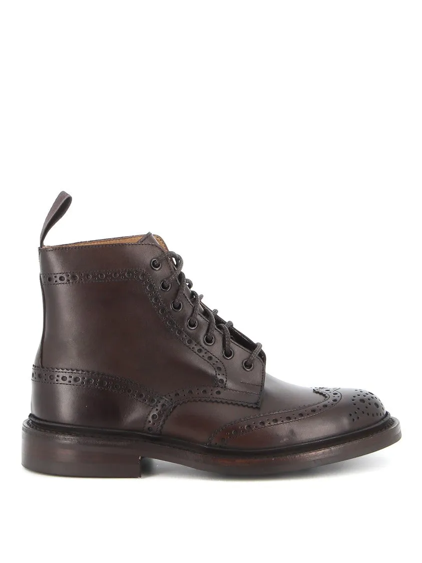 Brown Leather Ankle Boot With Brogue Detailing