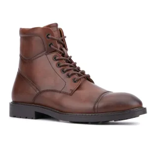 Caleb Mens Toe Cap Faux Leather Combat & Lace-Up Boots