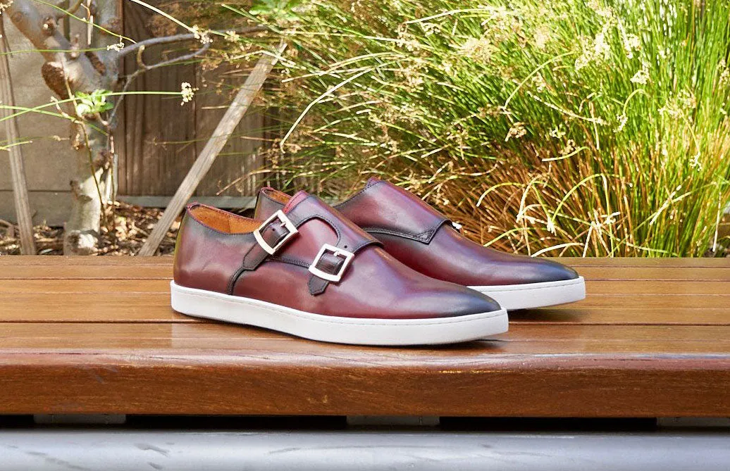 Calfskin Double Monkstrap Shoe Burgundy