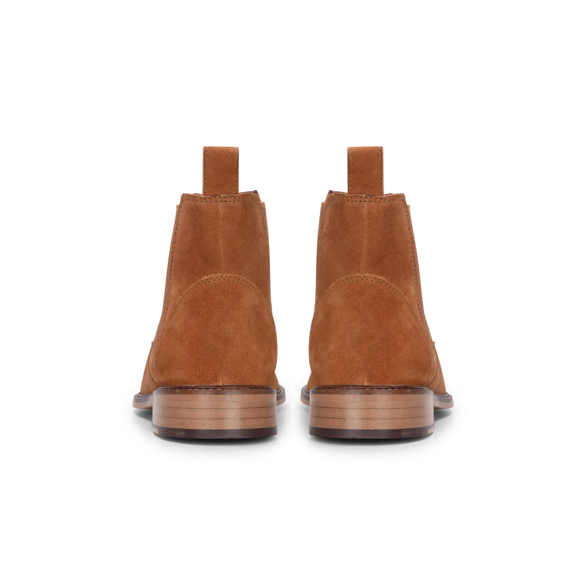 Camel Suede Leather Slip On Chelsea Ankle Boots