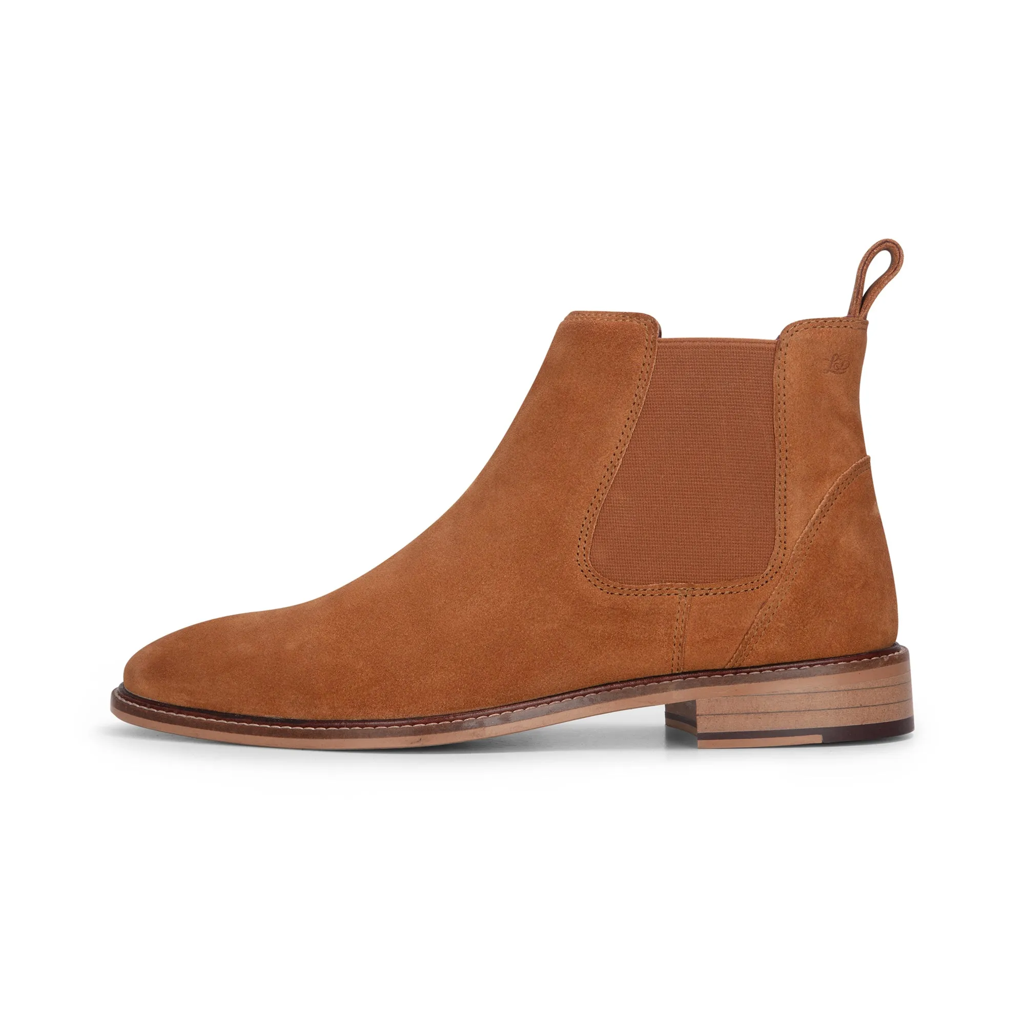 Camel Suede Leather Slip On Chelsea Ankle Boots