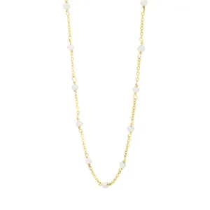 Cameo Italy Sterling Silver Yellow Gold Plated Chain Pearl Necklet 45cm D