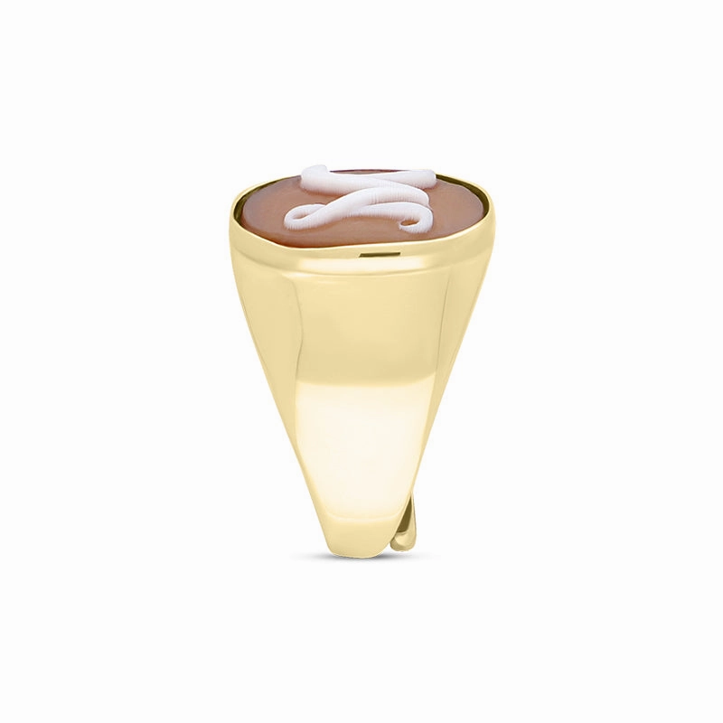 Cameo Italy Yellow Gold Plated Sterling Silver Signet Ring D