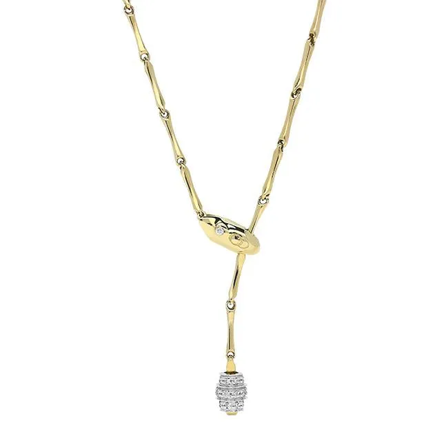 Chimento Bamboo 18ct Yellow Gold 0.11ct Diamond Necklace