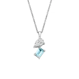 Clogau Ti a Fi White Gold, Diamond and Aquamarine Pendant