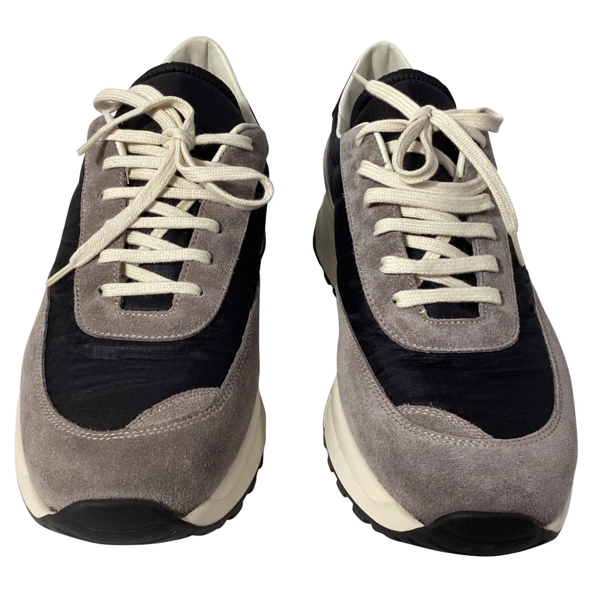 Common Projects Track Classic Leather-Trimmed Ripstop Sneakers in Gray Suede