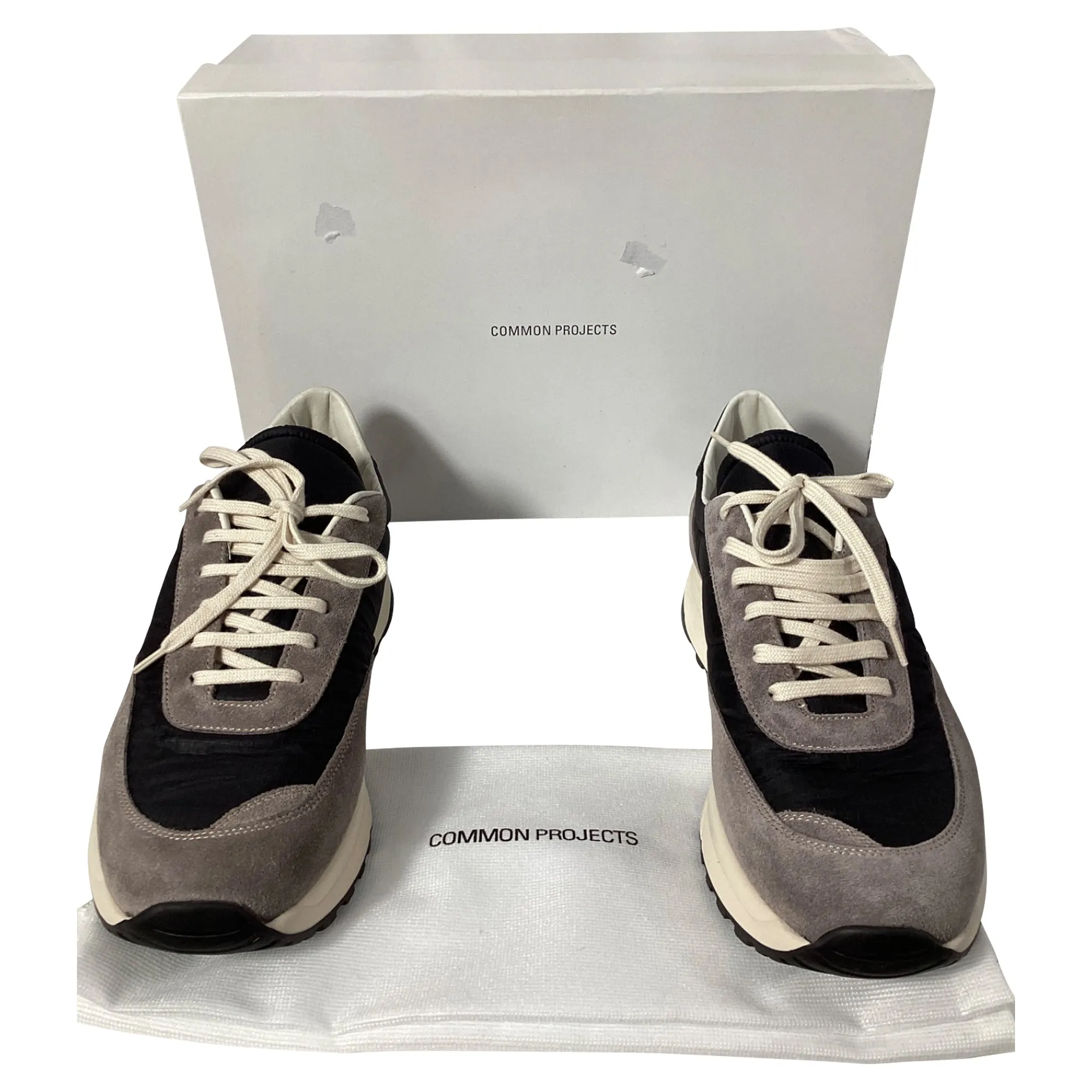 Common Projects Track Classic Leather-Trimmed Ripstop Sneakers in Gray Suede