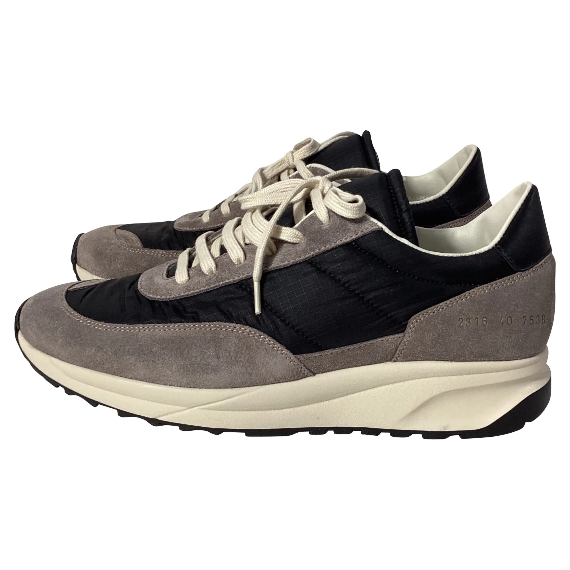 Common Projects Track Classic Leather-Trimmed Ripstop Sneakers in Gray Suede