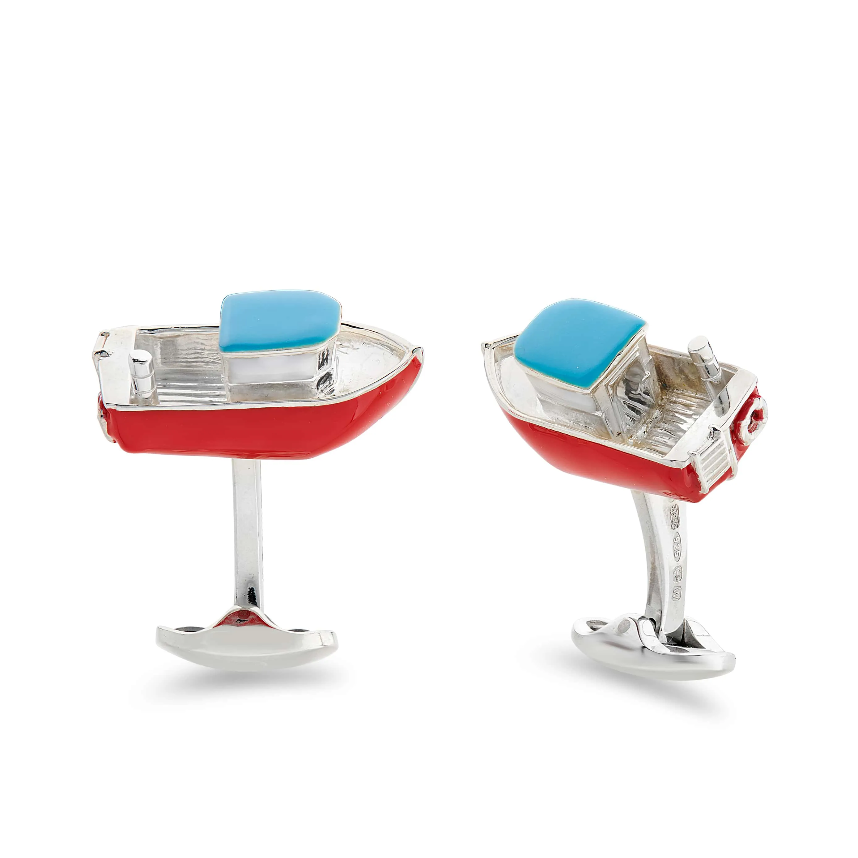 Deakin & Francis Cufflinks Enamel Red And Blue Tug Boat