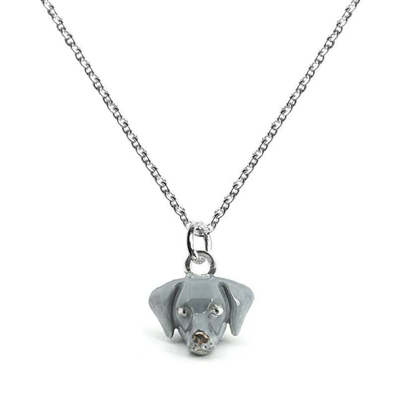 Dog Fever Sterling Silver Enamelled Weimaraner Muzzle Necklace