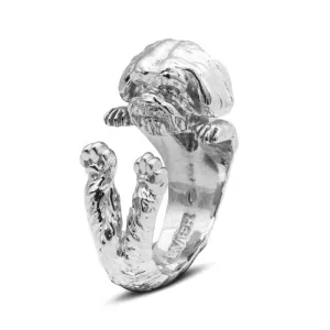 Dog Fever Sterling Silver Shih Tzu Hug Ring D