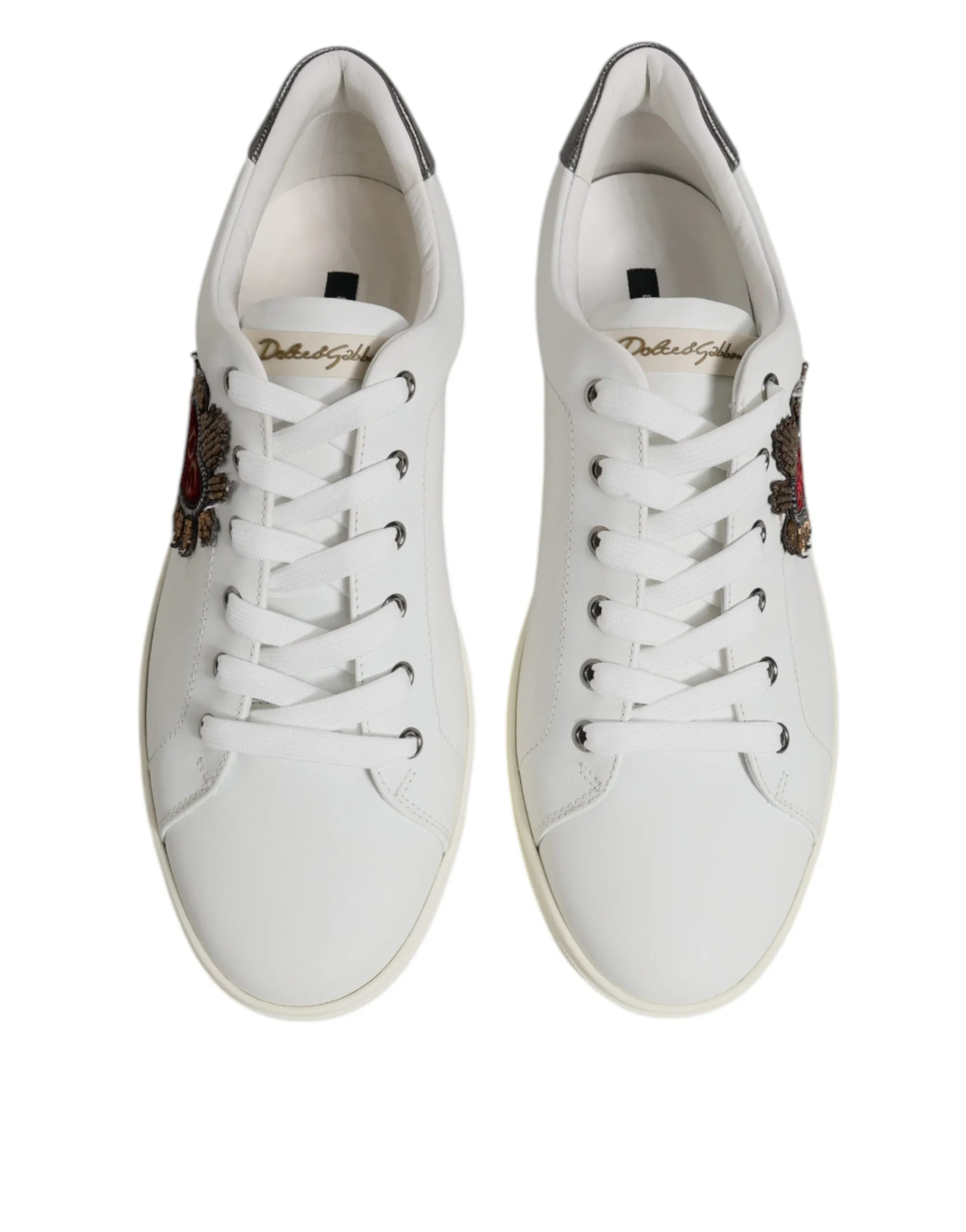 Dolce & Gabbana Leather Heart Embellished Sneakers Men's Shoes (Pre-Owned)