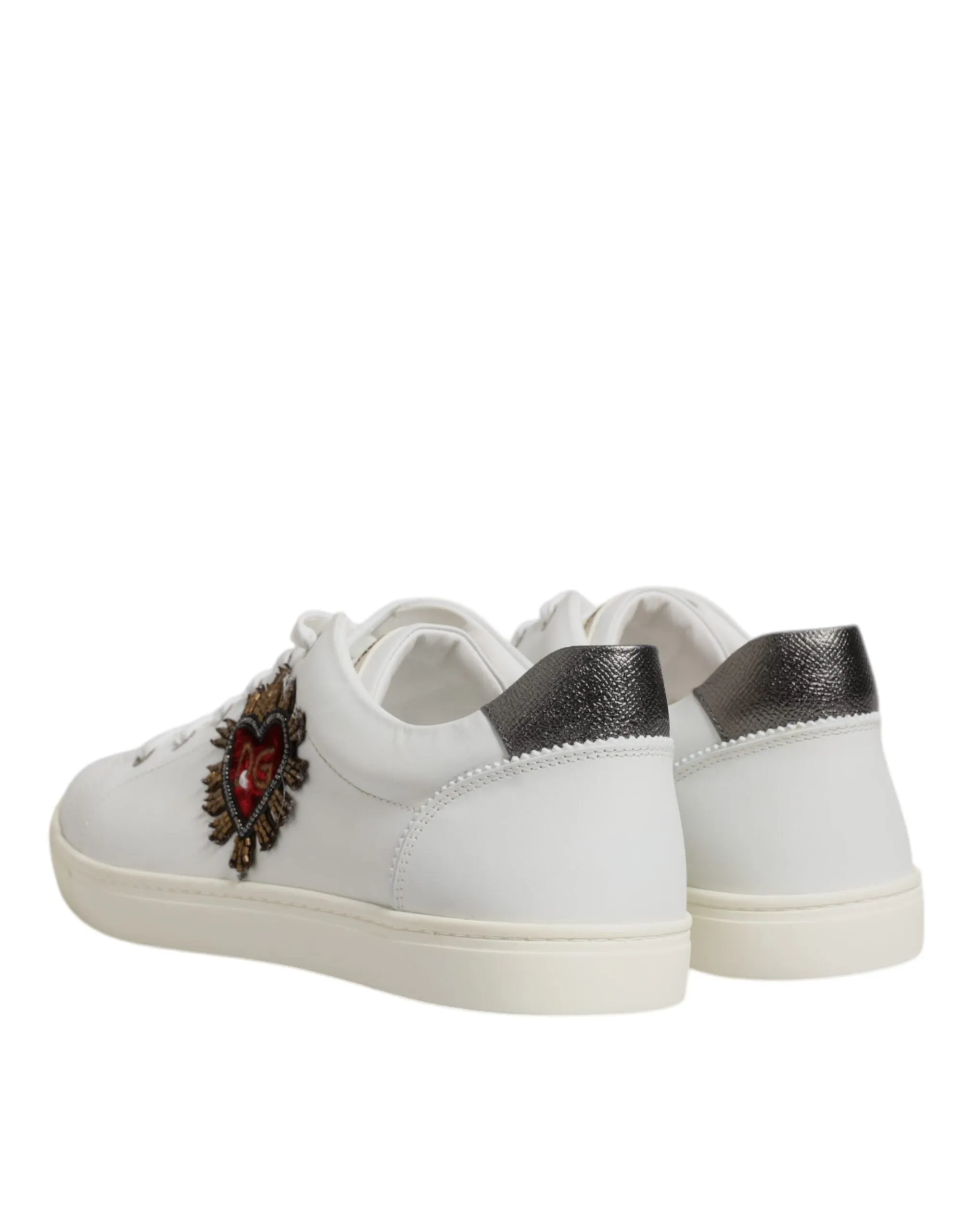 Dolce & Gabbana Leather Heart Embellished Sneakers Men's Shoes (Pre-Owned)