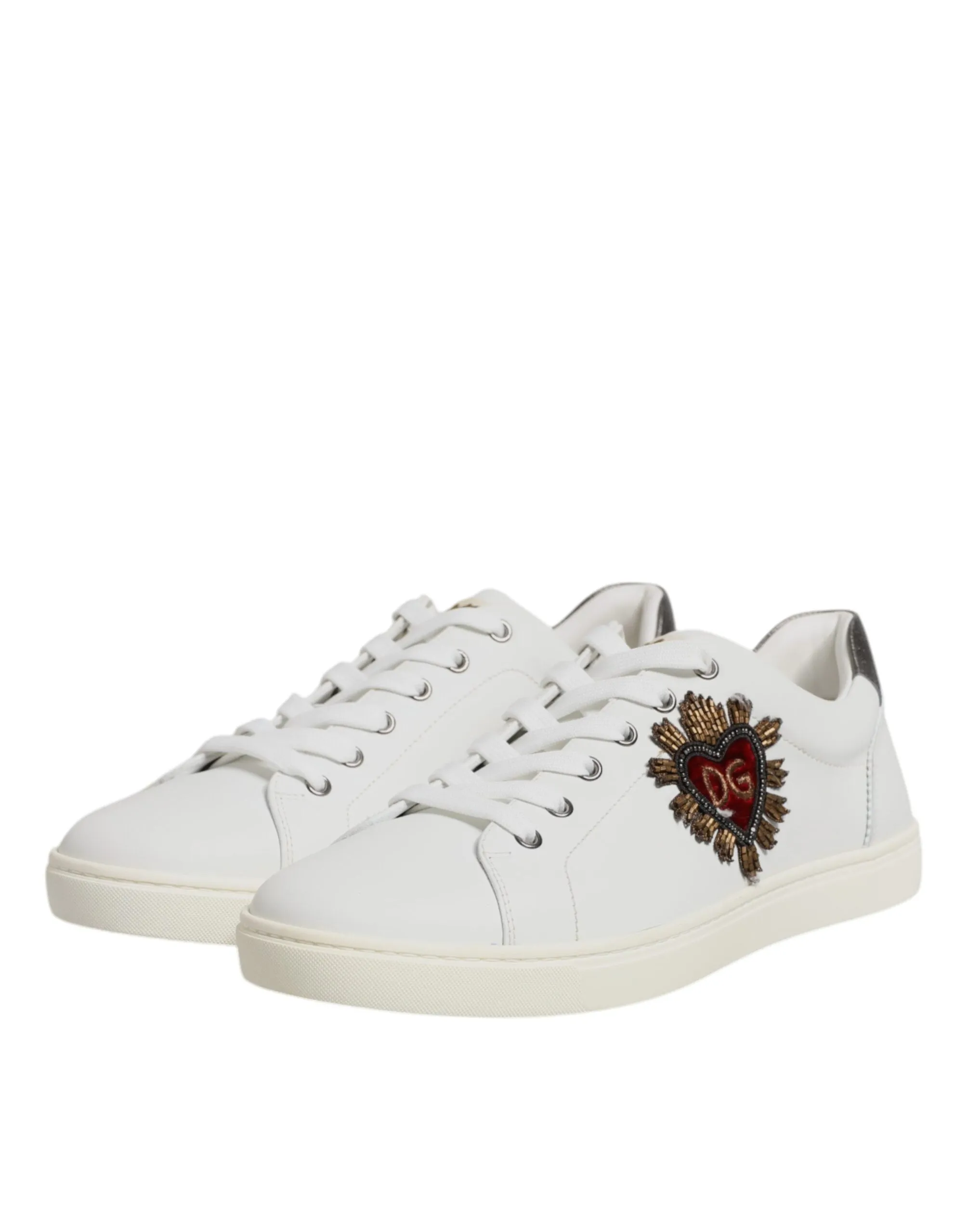 Dolce & Gabbana Leather Heart Embellished Sneakers Men's Shoes (Pre-Owned)