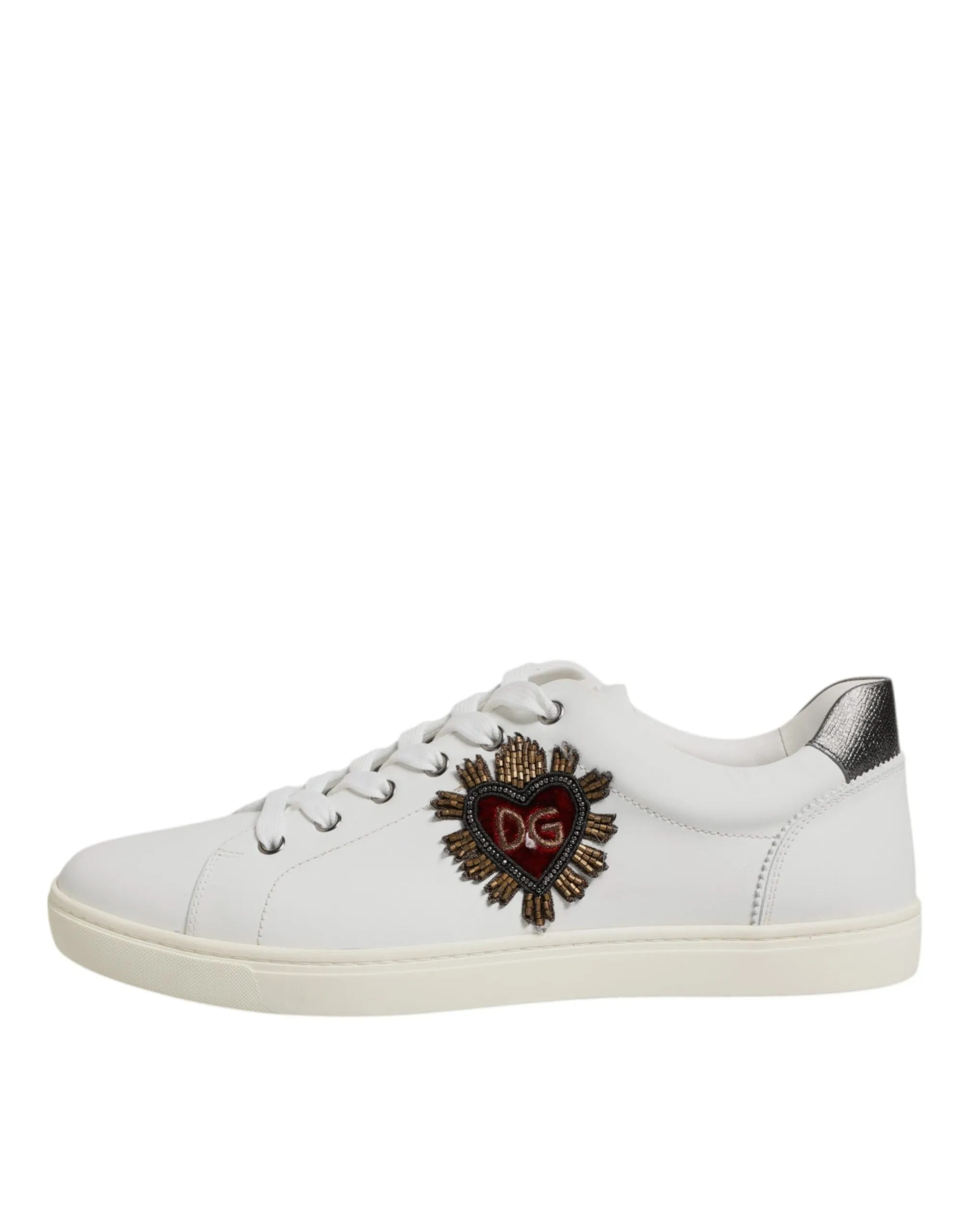 Dolce & Gabbana Leather Heart Embellished Sneakers Men's Shoes (Pre-Owned)