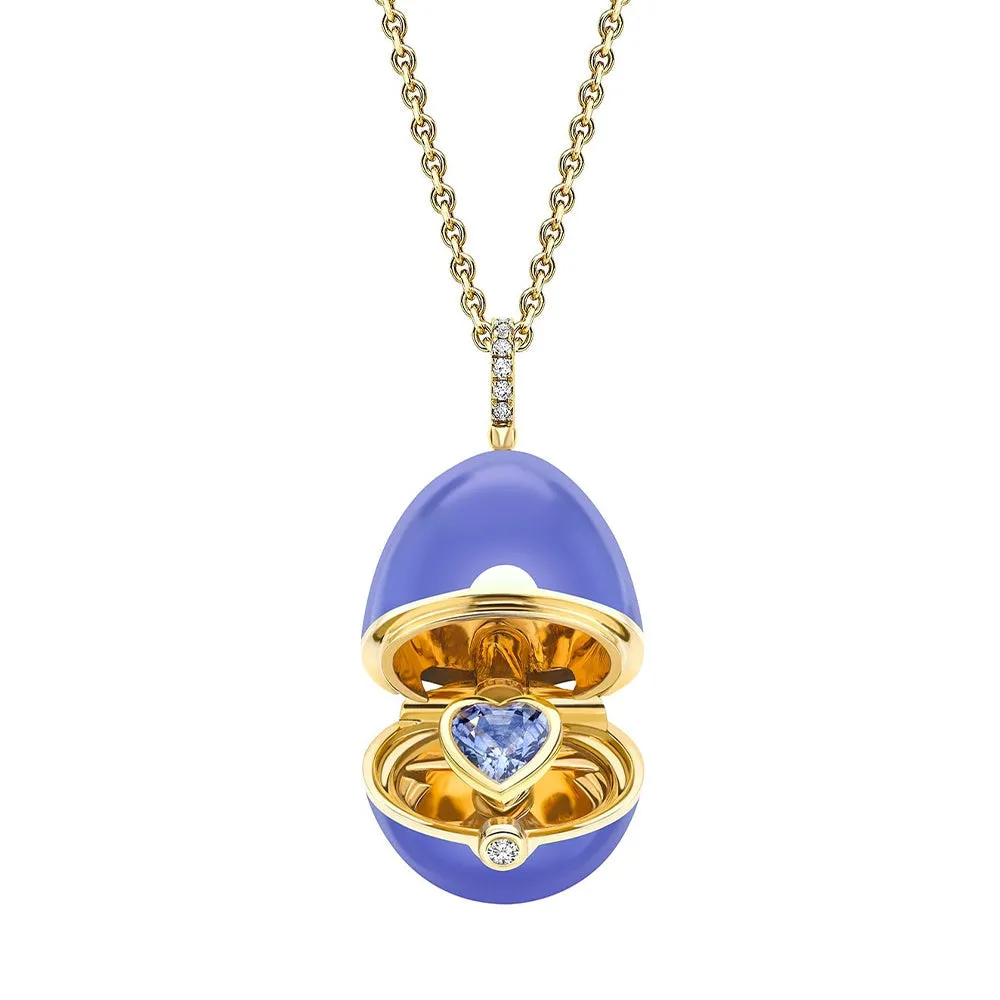 Faberge Essence 18ct Yellow Gold Diamond Sapphire Blue Lacquer Heart Surprise Locket