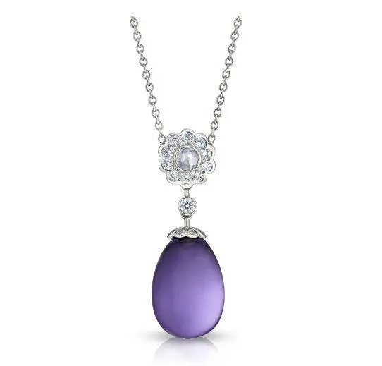 Faberge Imperial Karenina 18ct White Gold Amethyst Diamond Pendant