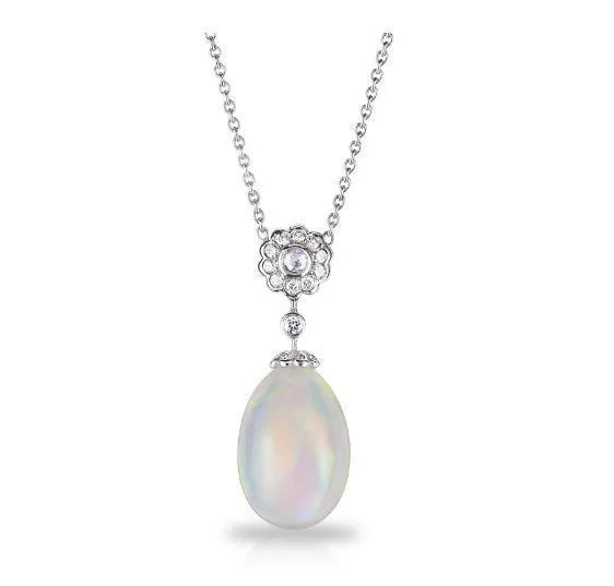 Faberge Imperial Karenina 18ct White Gold Opal Diamond Pendant