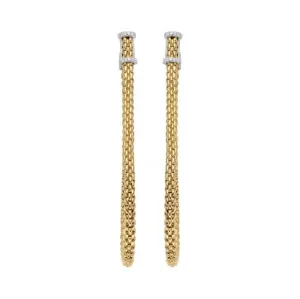 Fope Flexit Essentials 18ct Yellow Gold Diamond Long Mesh Chain Earrings