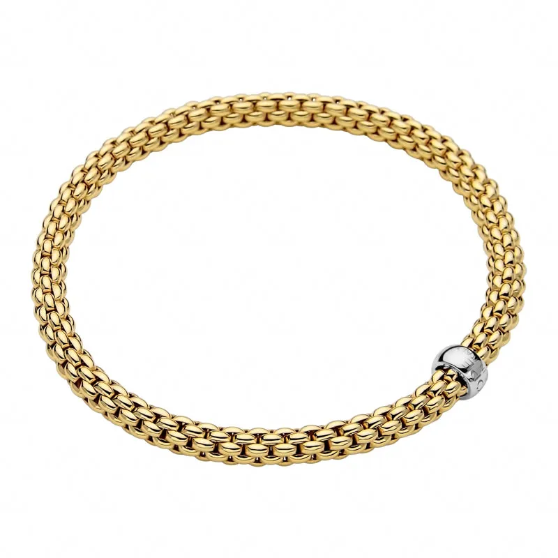 Fope Flex'it Solo 18ct Yellow Gold White Gold Rondelle Bracelet