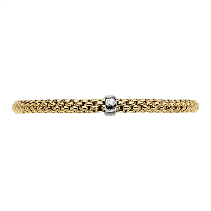 Fope Flex'it Solo 18ct Yellow Gold White Gold Rondelle Bracelet