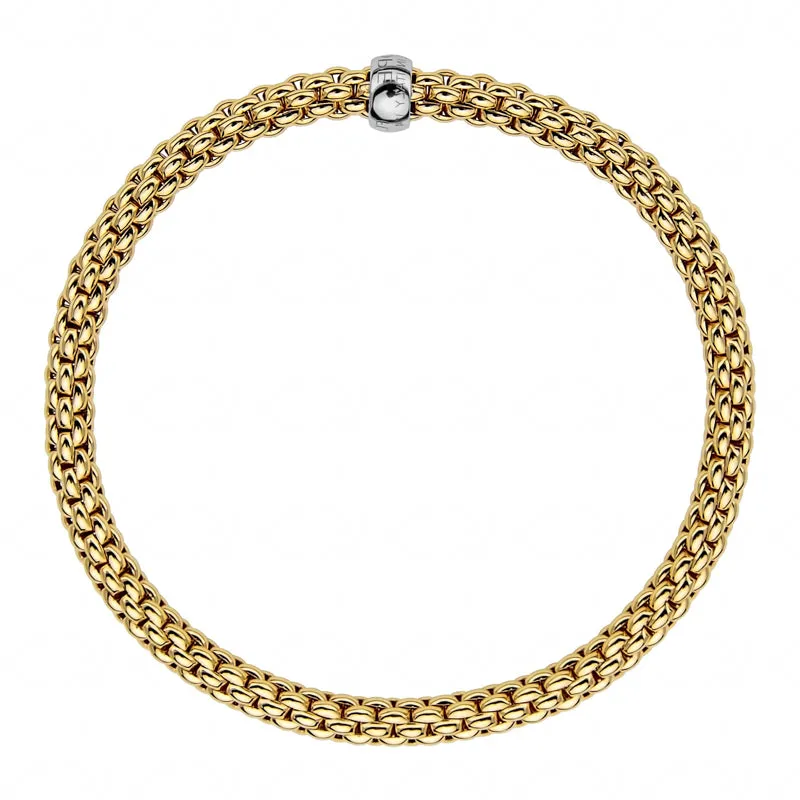 Fope Flex'it Solo 18ct Yellow Gold White Gold Rondelle Bracelet
